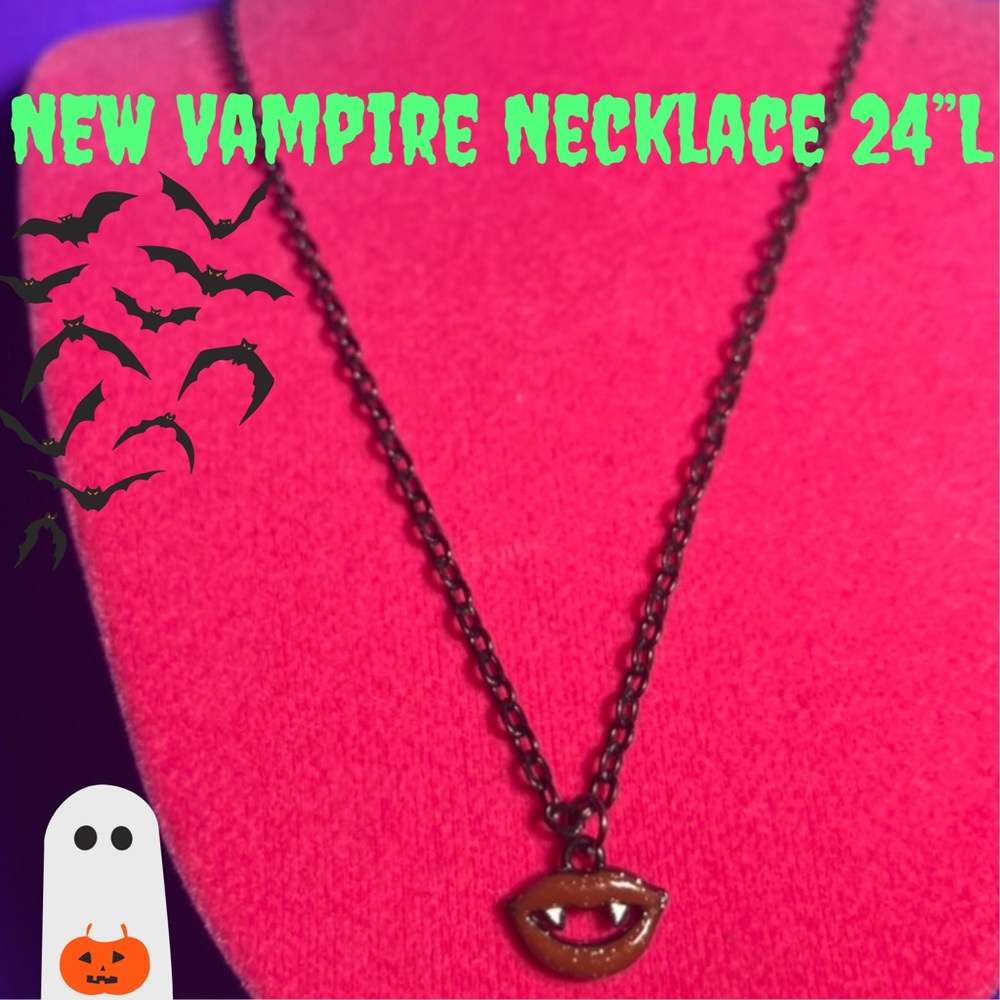Vampire Fangs Necklace Teeth Gothic Jewelry Kawaii Egirl Emo goth Halloween alt